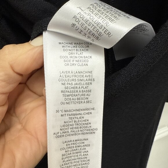 New ADRIANNA PAPELL Womens Size 8 Black Midi Dress Square-neck Light Crepe NWT - Picture 11 of 11